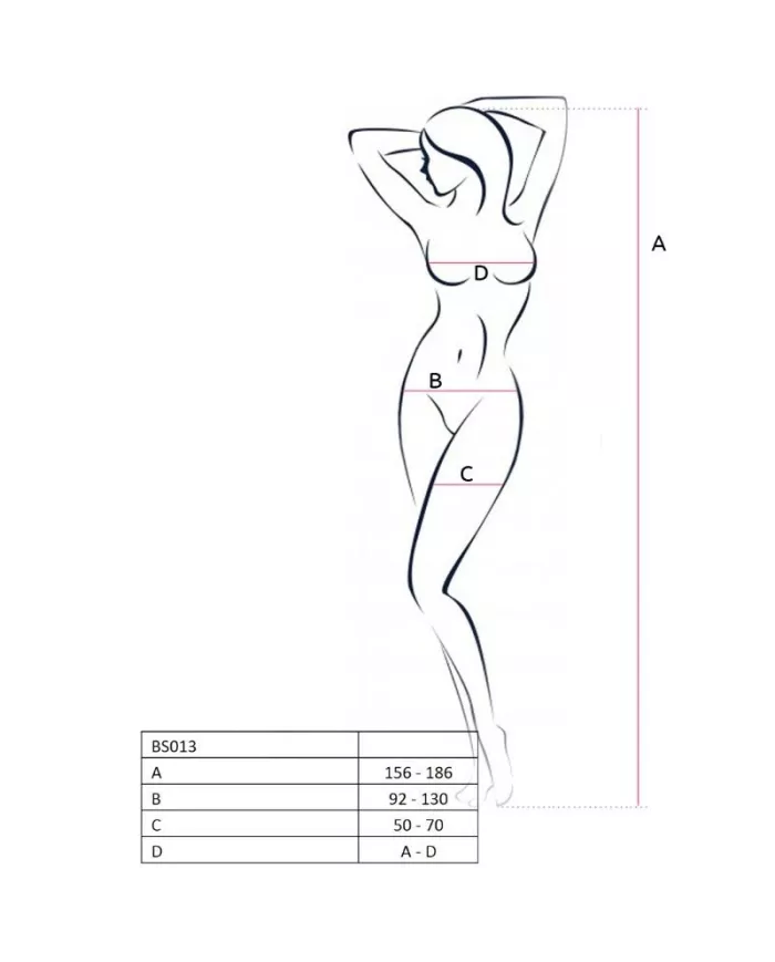 PASSION - FEMME BS013 BODYSTOCKING NOIR TAILLE UNIQUE