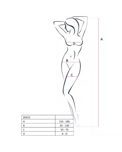 PASSION - FEMME BS019 BODYSTOCKING NOIR TAILLE UNIQUE