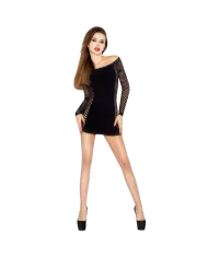 PASSION - FEMME BS025 BODYSTOCKING NOIR STYLE ROBE TAILLE UNIQUE