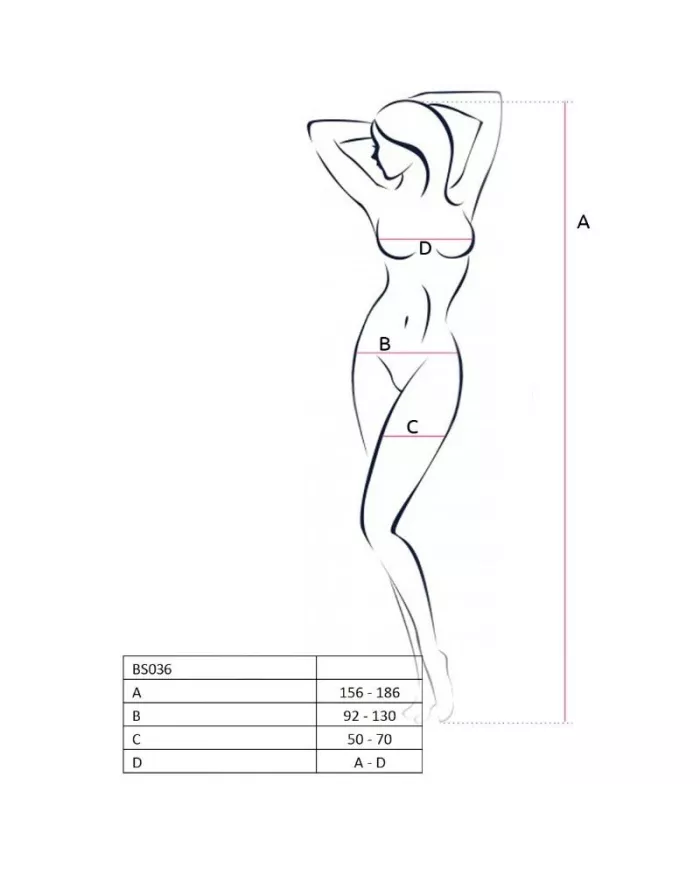 PASSION - FEMME BS036 BODYSTOCKING ROUGE TAILLE UNIQUE