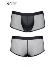 Boxer noir wetlook et mesh - Regnes