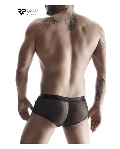Boxer noir wetlook et mesh - Regnes