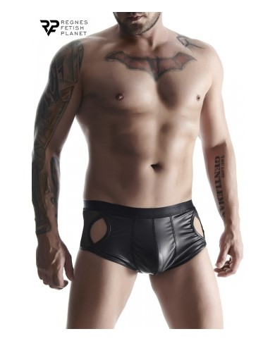 Shorty ouvert noir wetlook - Regnes