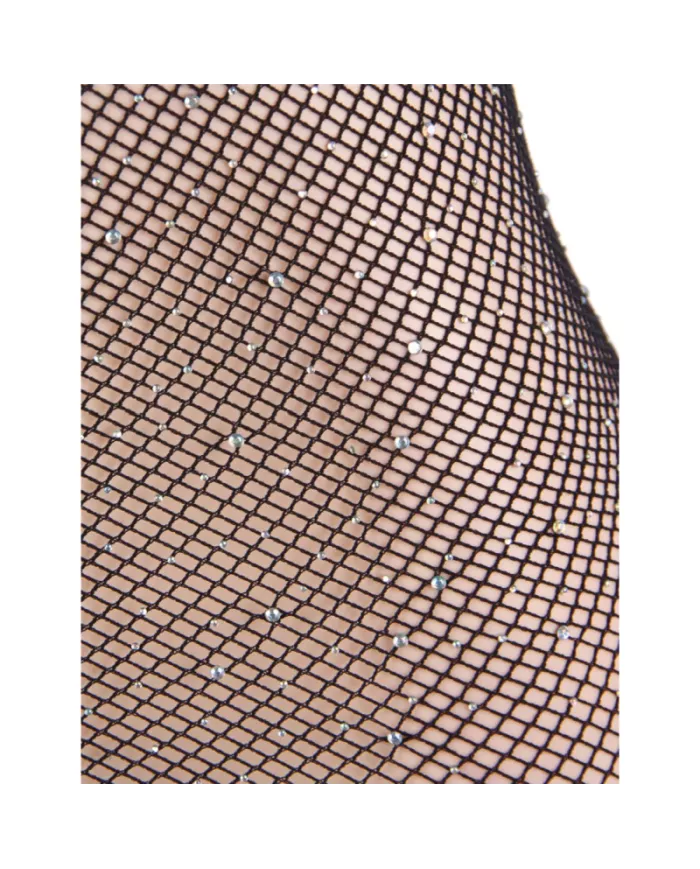 QUEEN LINGERIE - ROBE CORPS EN FILET AVEC DIAMANTS S/L