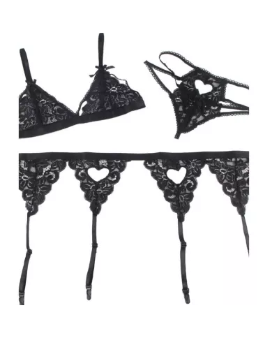 SUBBLIME - SET ENSEMBLE TROIS PIÈCES SOUTIEN-GORGE + PORTE-JARRETELLE + STRING L/XL