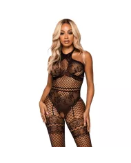 LEG AVENUE - NET HALTER BODYSTOCKING TAILLE UNIQUE - NOIR