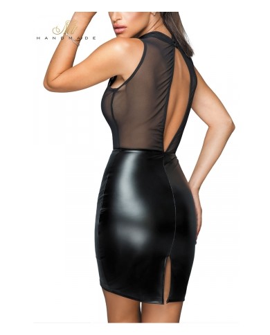 Robe wetlook et broderies F222