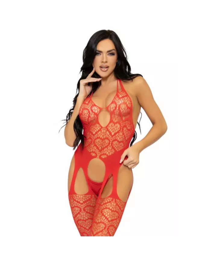 LEG AVENUE - BODYSTOCKING  JARRETELLES EN FILET TAILLE UNIQUE - ROUGE LEG AVENUE - BODYSTOCKING  JARRETELLES EN FILET TAILLE UNIQUE - ROUGE