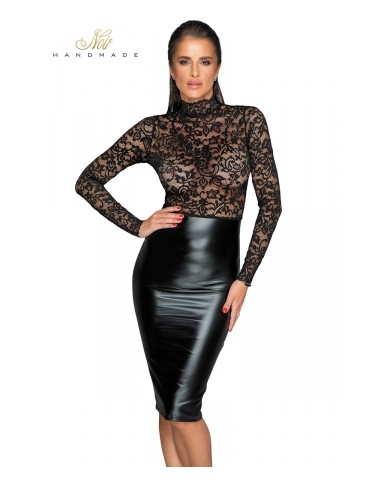 Robe wetlook et dentelle F228