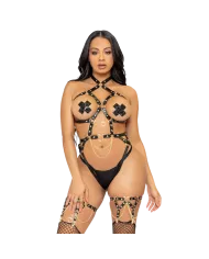 LEG AVENUE - KINK - HARNAIS ANNEAU COEUR TEDDY TAILLE L - NOIR