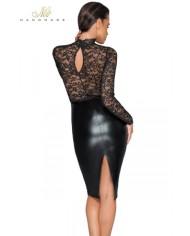 Robe wetlook et dentelle F228