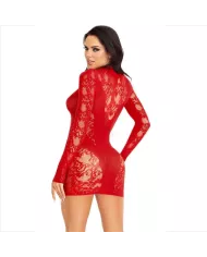 LEG AVENUE - MINI ROBE AVEC DENTELLE MANCHES LONGUES ROUGE
