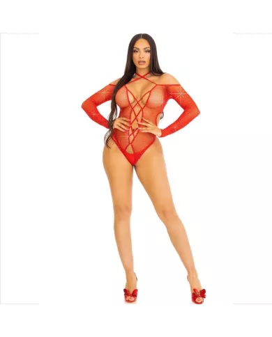 LEG AVENUE - CORPS CROTHLESS AVEC ROUGE BRILLANT LEG AVENUE - CORPS CROTHLESS AVEC ROUGE BRILLANT