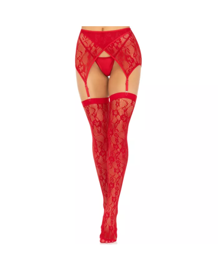 LEG AVENUE - CUISSES DENTELLES & JARRETELLES ROUGE