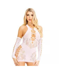 LEG AVENUE - ENSEMBLE MINI ROBE ET GANTS BLANC
