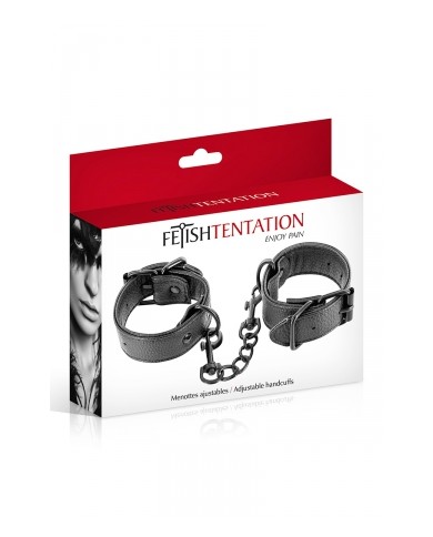 Menottes simili cuir ajustables - Fetish Tentation
