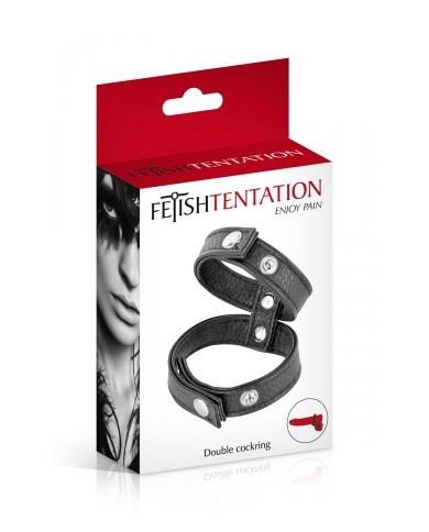 Double cockring simili cuir - Fetish Tentation