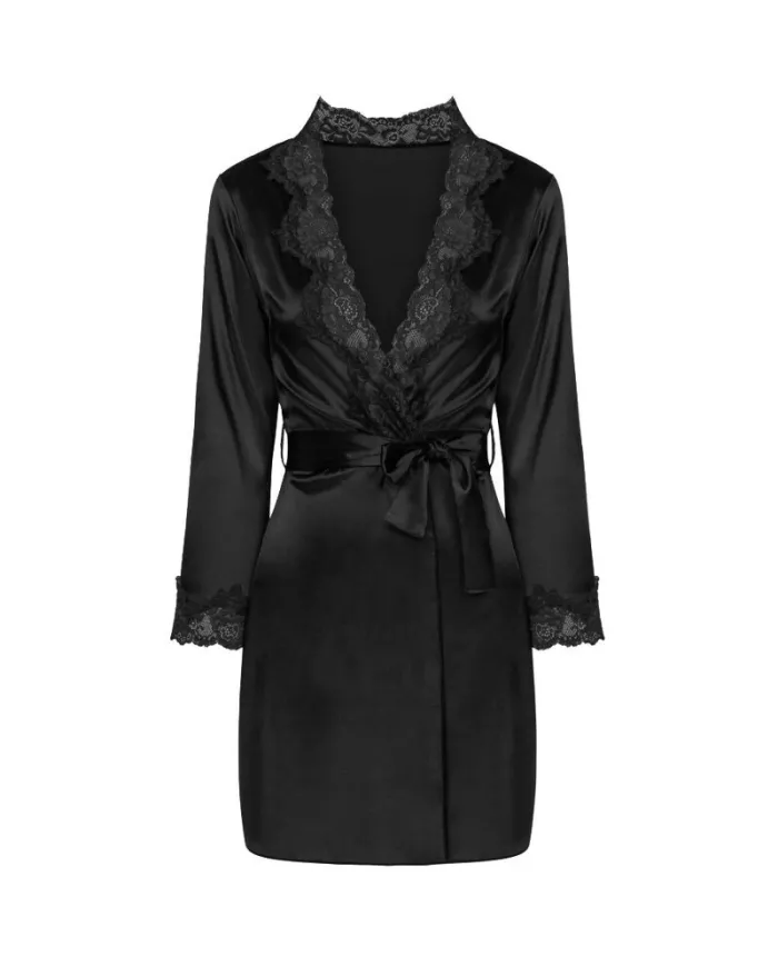 LIVCO CORSETTI FASHION - JACQUELINE LC 90249 ROBE DE CHAMBRE + CHEMISE + CULOTTE NOIR S/M