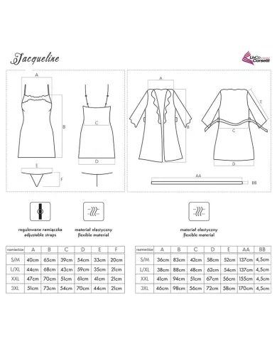 LIVCO CORSETTI FASHION - JACQUELINE LC 90249 ROBE DE CHAMBRE + CHEMISE + CULOTTE NOIR L/XL