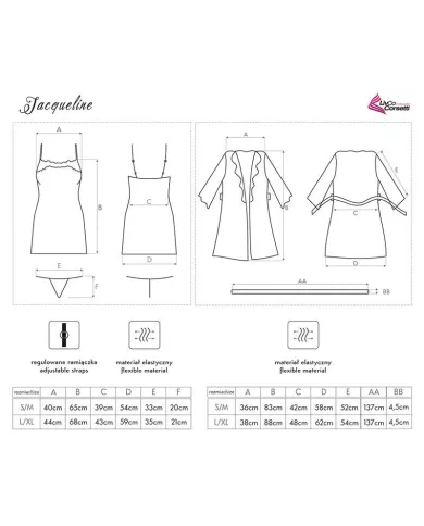 LIVCO CORSETTI FASHION - JACQUELINE LC 90249 ROBE DE CHAMBRE + CHEMISE + CULOTTE VIOLET S/M