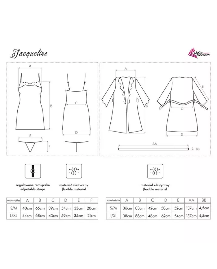 LIVCO CORSETTI FASHION - JACQUELINE LC 90249 ROBE DE CHAMBRE + CHEMISE + CULOTTE BLEU MARINE L/XL