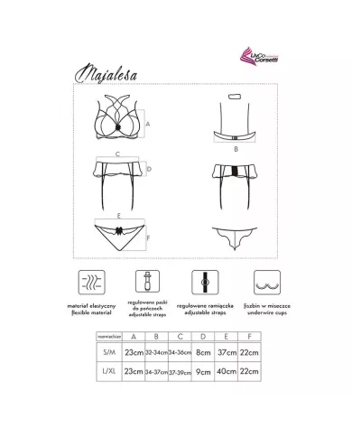 LIVCO CORSETTI FASHION - MAJALESA LC 90526 SOUTIEN-GORGE + JARRETIÈRE + CULOTTE NOIR L/XL