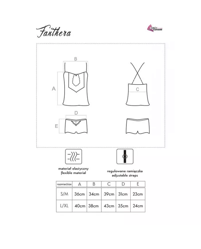 LIVCO CORSETTI FASHION - FANTHERA LC 90561 CHEMISE + SHORT BLEU