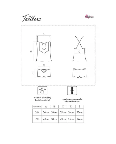 LIVCO CORSETTI FASHION - FANTHERA LC 90561 CHEMISE + SHORT BLEU L/XL