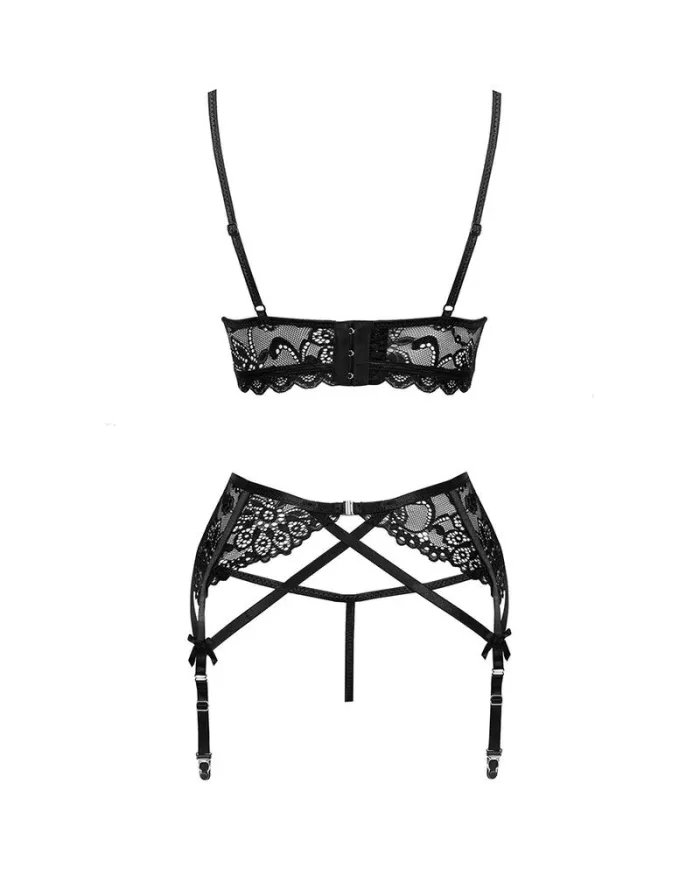 LIVCO CORSETTI FASHION - MORIDAM LC 90552 SOUTIEN-GORGE + JARRETIÈRE + CULOTTE NÉGRO