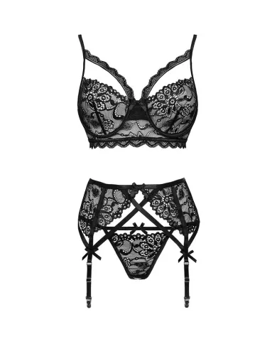 LIVCO CORSETTI FASHION - MORIDAM LC 90552 SOUTIEN-GORGE + JARRETIÈRE + CULOTTE NÉGRO L/XL