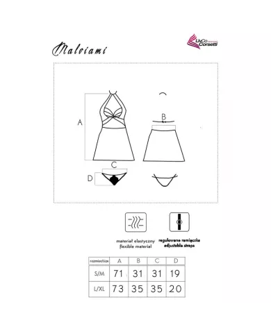 LIVCO CORSETTI FASHION - MALVIAMI LC 90625 CHEMISE + CULOTTE NOIR