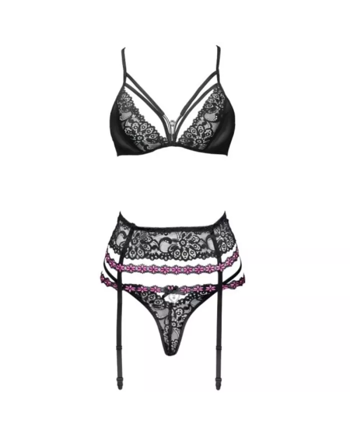 LIVCO CORSETTI FASHION - SNEHANA LC 90443 SOUTIEN-GORGE + JARRETIÈRE + CULOTTE NOIR