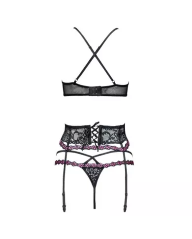 LIVCO CORSETTI FASHION - SNEHANA LC 90443 SOUTIEN-GORGE + JARRETIÈRE + CULOTTE NOIR L/XL