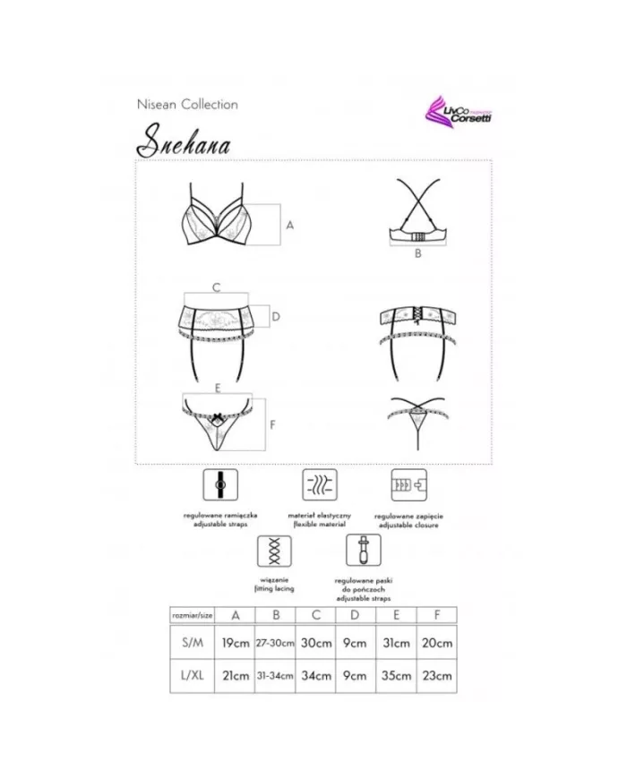LIVCO CORSETTI FASHION - SNEHANA LC 90443 SOUTIEN-GORGE + JARRETIÈRE + CULOTTE NOIR L/XL