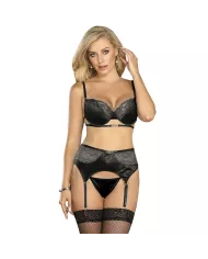 SUBBLIME - LOT 3 PIÈCES SOUTIEN-GORGE + STRING + JARRETIÈRE DENTELLE NOIR L/XL SUBBLIME - LOT 3 PIÈCES SOUTIEN-GORGE + STRING + JARRETIÈRE DENTELLE NOIR L/XL