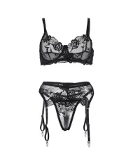 SUBBLIME - ENSEMBLE 3 PIÈCES SOUTIEN-GORGE + STRING + JARRETIÈRE IMPRIMÉ FLORAL NOIR S/M SUBBLIME - ENSEMBLE 3 PIÈCES SOUTIEN-GORGE + STRING + JARRETIÈRE IMPRIMÉ FLORAL NOIR S/M