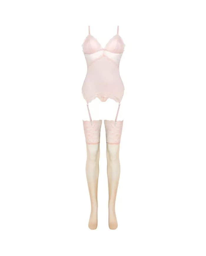 LIVCO CORSETTI FASHION - ENSEMBLE PERSINNE PÊCHE CORSET + CULOTTE + BAS