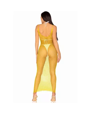 LEG AVENUE - ROBE LONGUE FILET JAUNE TAILLE UNIQUE LEG AVENUE - ROBE LONGUE FILET JAUNE TAILLE UNIQUE