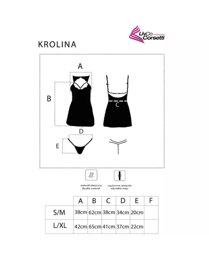 LIVCO CORSETTI FASHION - KROLINA LC 90734 CHEMISE + STRING NOIR L/XL