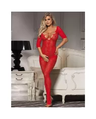 SUBBLIME - 951825 BODYSTOCKING EN RÉSILLE SANS FOURRURE AVEC MOTIF ROSES ROUGES TAILLE UNIQUE SUBBLIME - 951825 BODYSTOCKING EN RÉSILLE SANS FOURRURE AVEC MOTIF ROSES ROUGES TAILLE UNIQUE