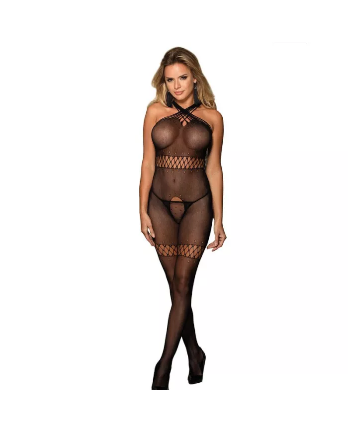 SUBBLIME - 951948 BODYSTOCKING RÉSEILLE AVEC BRETELLES CROISÉES NOIR TAILLE UNIQUE