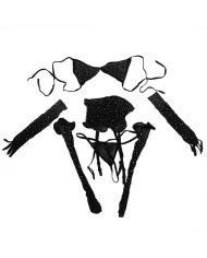 SUBBLIME - 952174 BODYSTOCKING RESILLE AVEC GANTS ET DIAMANTS NOIR TAILLE UNIQUE SUBBLIME - 952174 BODYSTOCKING RESILLE AVEC GANTS ET DIAMANTS NOIR TAILLE UNIQUE