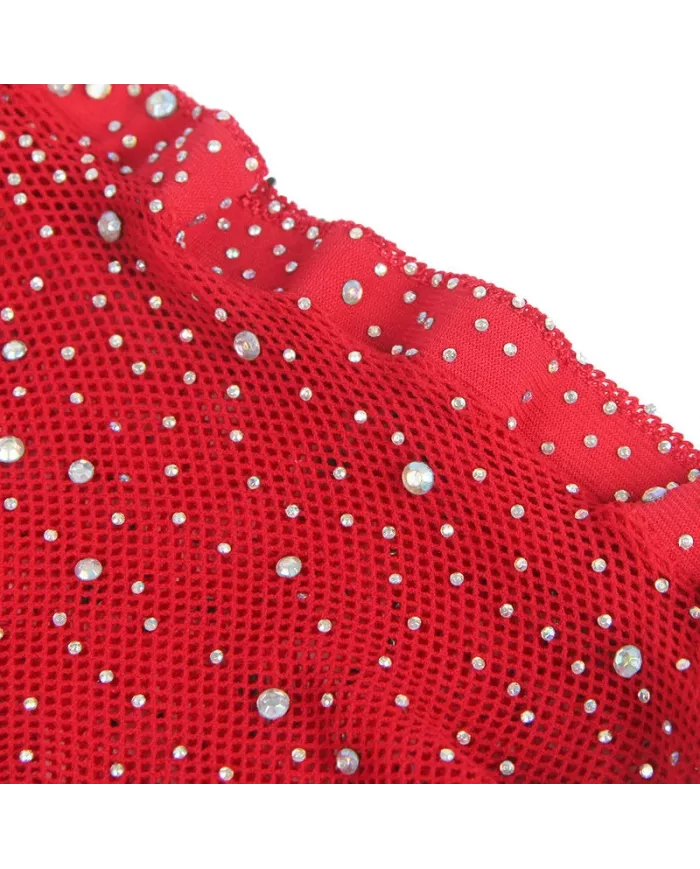 SUBBLIME - 952181 BODYSTOCKING RESILLE AVEC GANTS ET DIAMANTS ROUGE TAILLE UNIQUE SUBBLIME - 952181 BODYSTOCKING RESILLE AVEC GANTS ET DIAMANTS ROUGE TAILLE UNIQUE