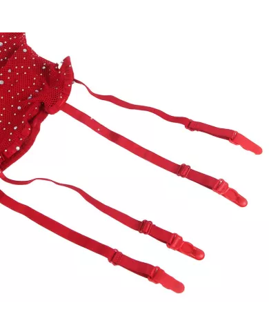 SUBBLIME - 952181 BODYSTOCKING RESILLE AVEC GANTS ET DIAMANTS ROUGE TAILLE UNIQUE SUBBLIME - 952181 BODYSTOCKING RESILLE AVEC GANTS ET DIAMANTS ROUGE TAILLE UNIQUE