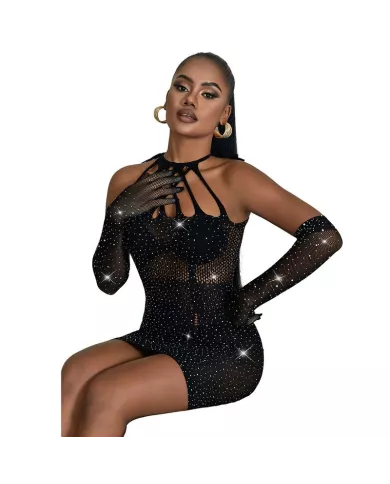 SUBBLIME - 952235 ROBE RÉSEILLE AVEC STRASS NOIR TAILLE UNIQUE