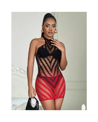 SUBBLIME - 952242 ROBE RÉSILLE ÉLASTIQUE DÉGRADÉ ROUGE ET NOIR TAILLE UNIQUE
