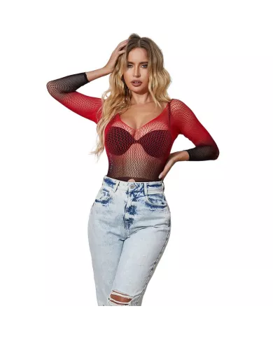 SUBBLIME - 952259 ROBE RÉSILLE ÉLASTIQUE MANCHES LONGUES DÉGRADÉ ROUGE ET NOIR TAILLE UNIQUE