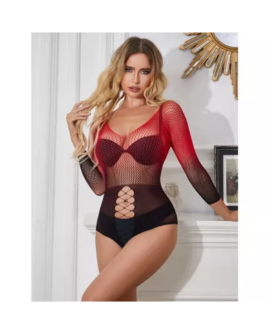 SUBBLIME - 952259 ROBE RÉSILLE ÉLASTIQUE MANCHES LONGUES DÉGRADÉ ROUGE ET NOIR TAILLE UNIQUE