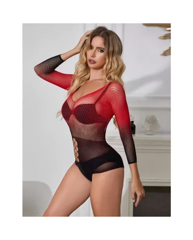 SUBBLIME - 952259 ROBE RÉSILLE ÉLASTIQUE MANCHES LONGUES DÉGRADÉ ROUGE ET NOIR TAILLE UNIQUE