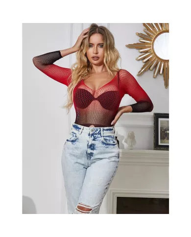 SUBBLIME - 952259 ROBE RÉSILLE ÉLASTIQUE MANCHES LONGUES DÉGRADÉ ROUGE ET NOIR TAILLE UNIQUE